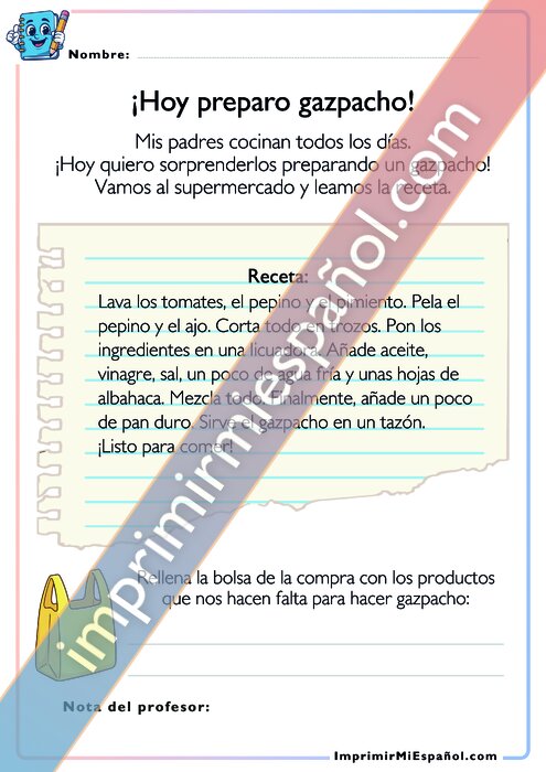 Receta de gazpacho – lectura paso a paso