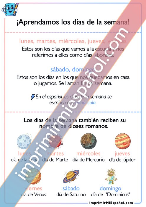 ¡Aprendamos los días de la semana!