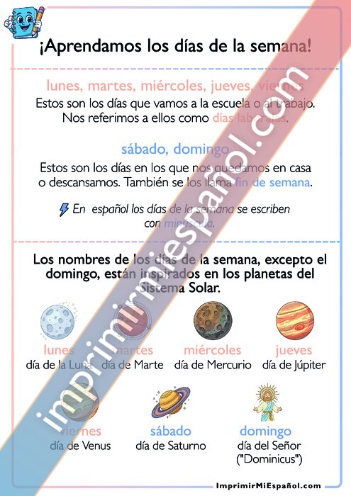 ¡Aprendamos los días de la semana!