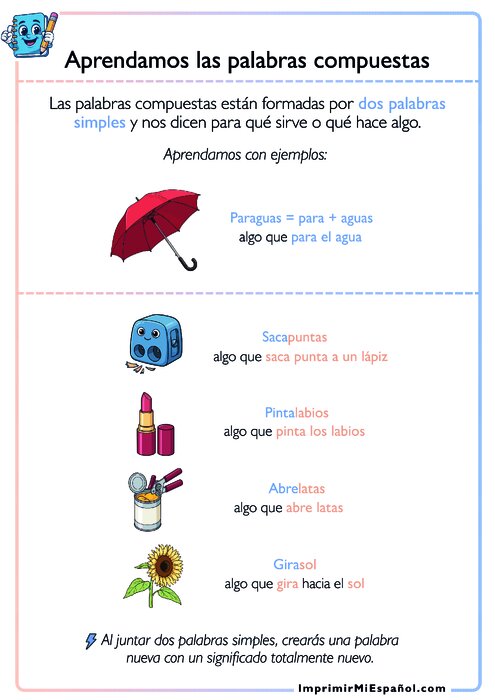 Aprendamos las palabras compuestas