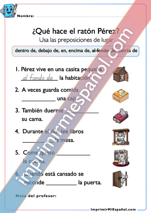 Preposiciones de lugar– Ratón Pérez