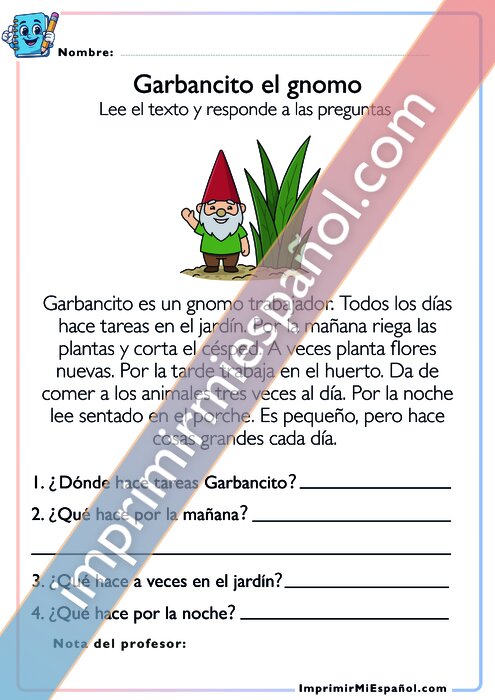 Lee y responde – Garbancito el gnomo