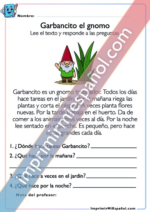 Lee y responde – Garbancito el gnomo