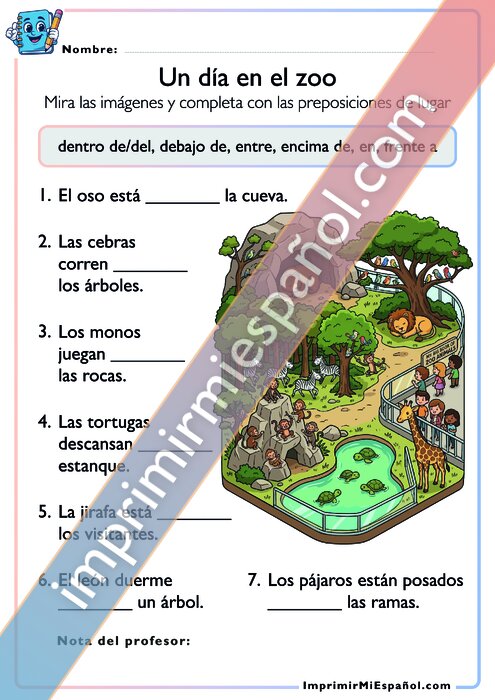 Preposiciones de lugar – Un día en el zoo