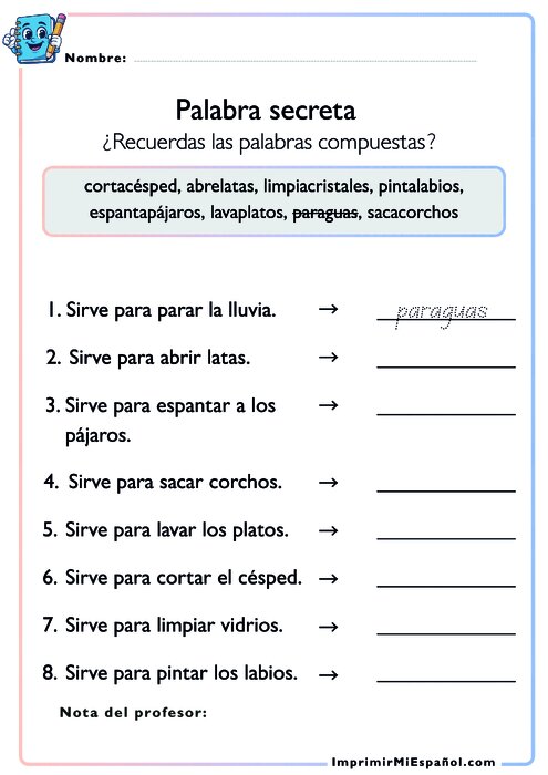 Palabra secreta - Palabras compuestas