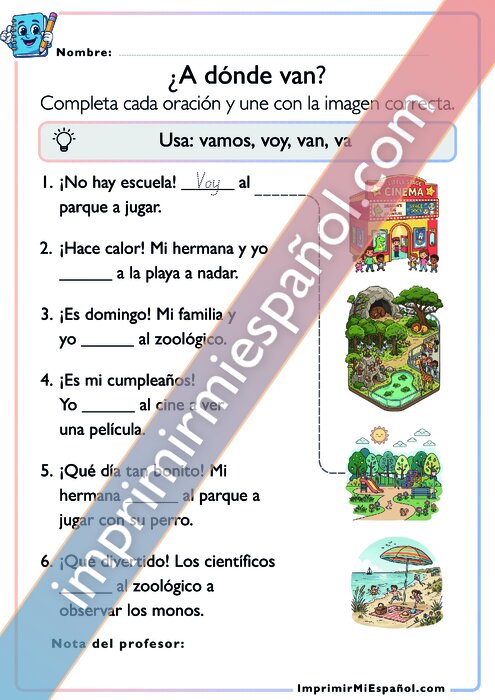 ¿A dónde van? – Verbo ir