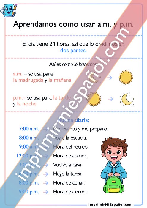Aprendamos como usar a.m. y p.m.