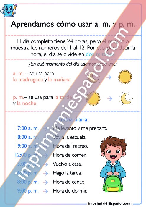 Aprendamos como usar a.m. y p.m.