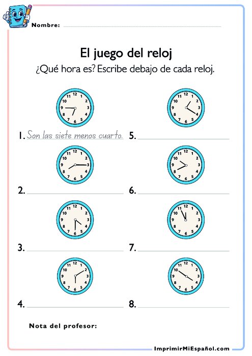 El juego del reloj