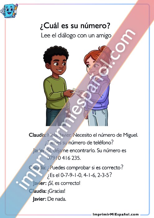 Diálogo: pedir un número de teléfono
