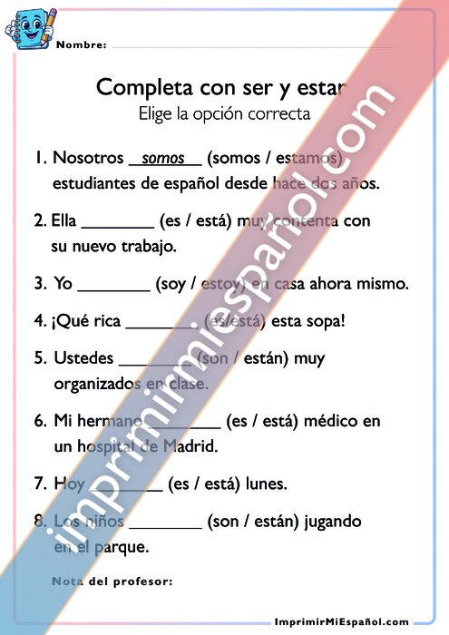 Oraciones con ser y estar