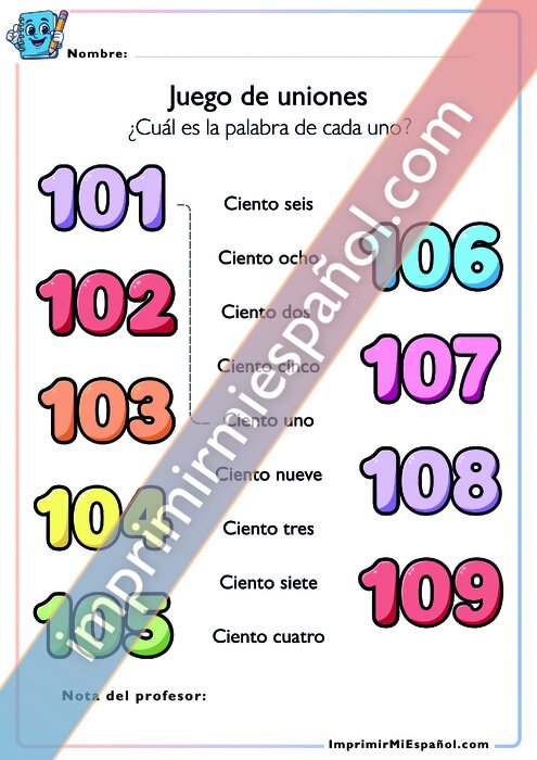 Números del 100 al 109