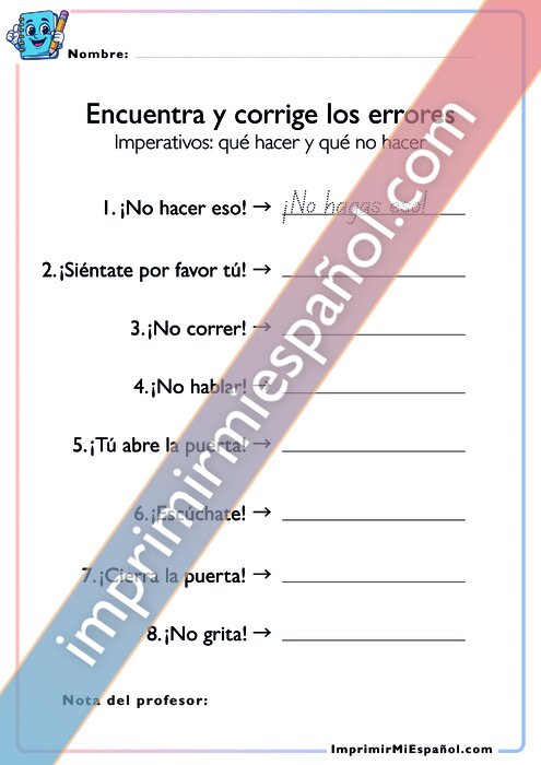 Corregir errores – Imperativos