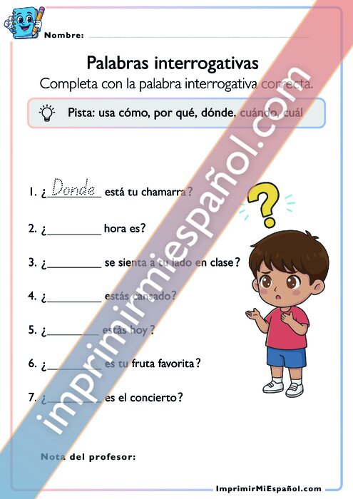 Palabras interrogativas