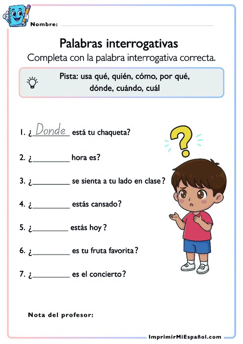 Palabras interrogativas