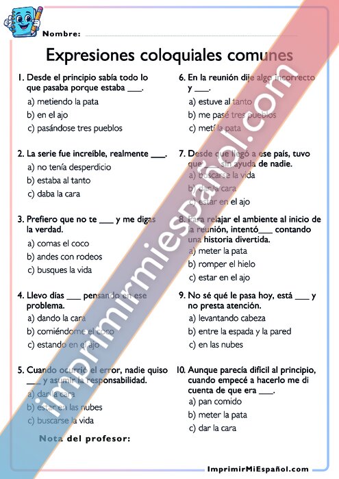 Expresiones coloquiales comunes