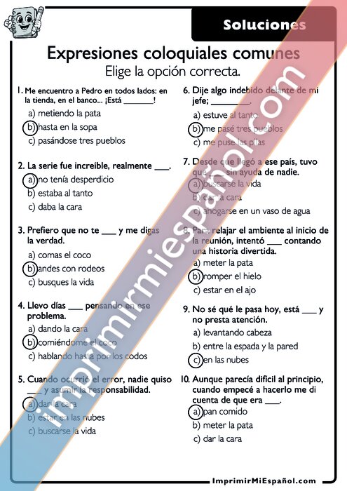 Clave de respuestas