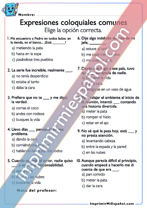 Expresiones coloquiales comunes