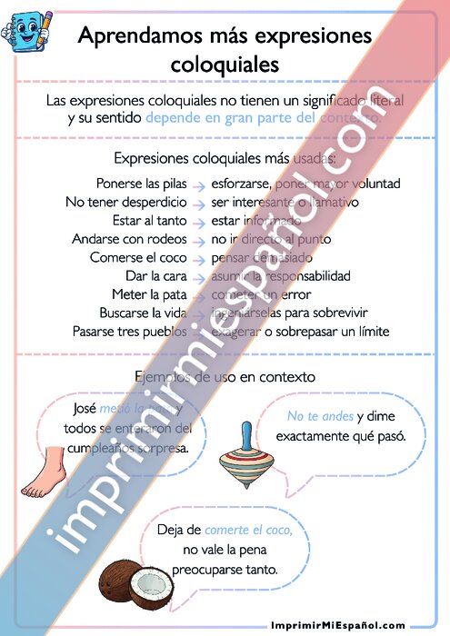 Aprendamos más expresiones coloquiales