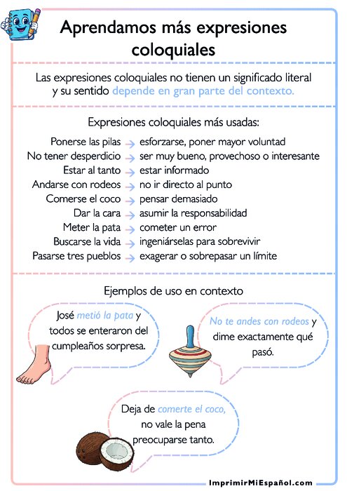 Aprendamos más expresiones coloquiales