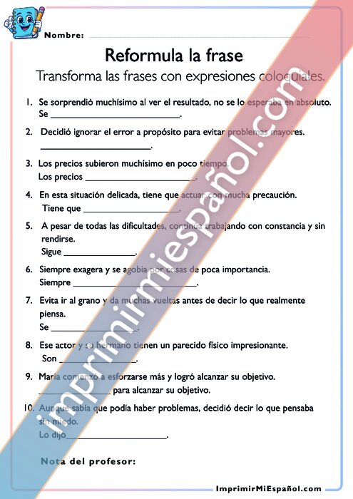 Reformula la frase