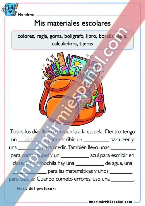 Mis materiales escolares