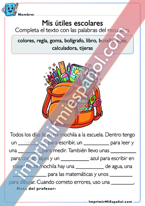 Mis útiles escolares