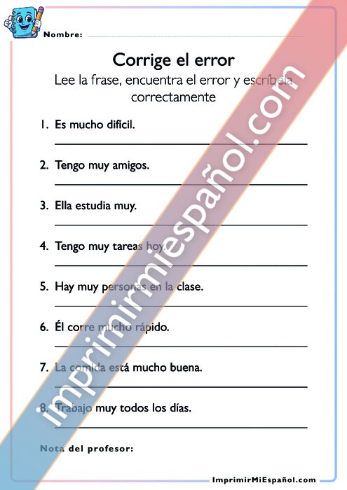 Corrige el error - Muy o Mucho