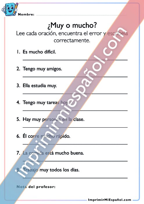 Corrige el error - Muy o Mucho