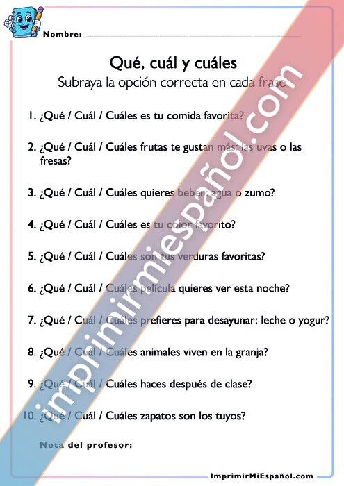 Qué, cuál y cuáles