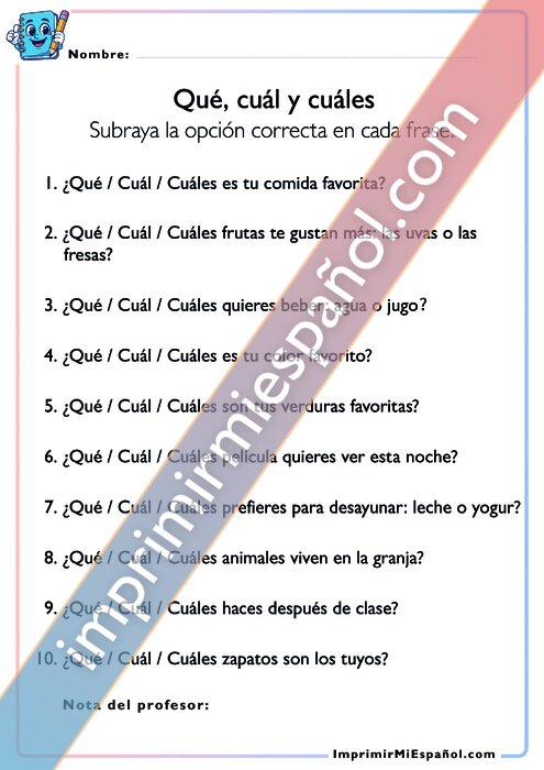 Qué, cuál y cuáles