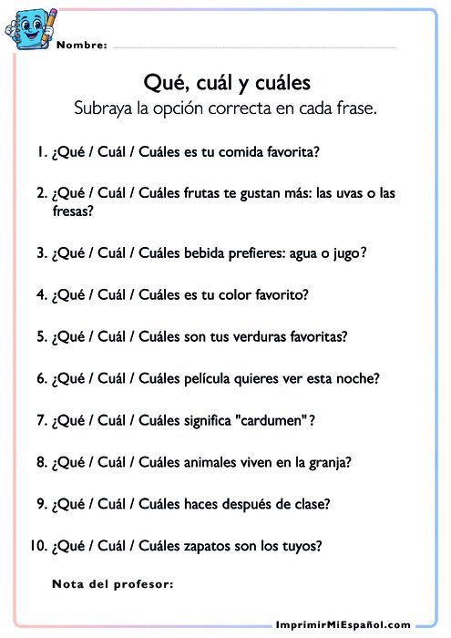 Qué, cuál y cuáles