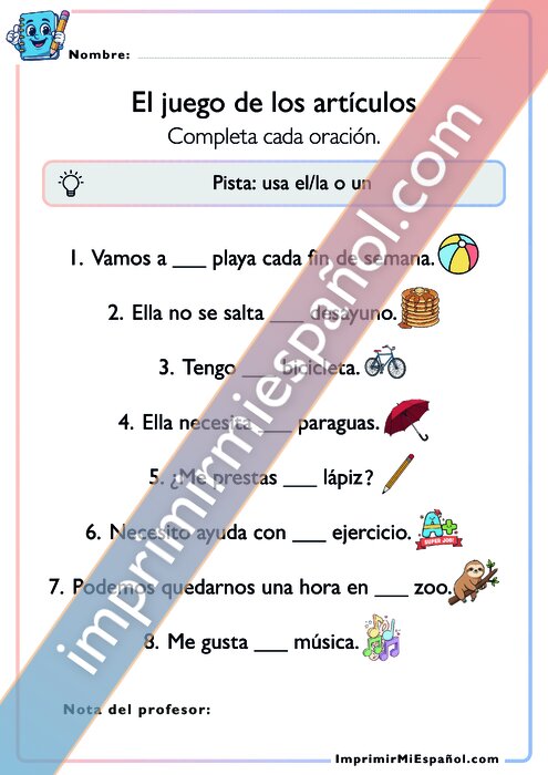 El juego de los artículos