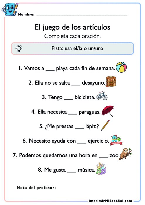El juego de los artículos