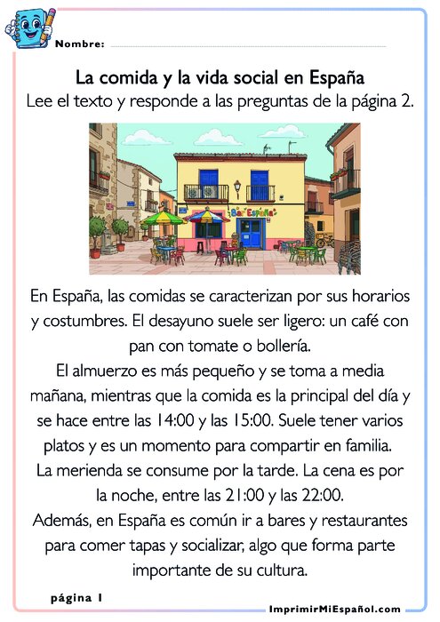 Lectura - La comida y la vida social en España
