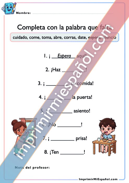 Completa con la palabra que falta