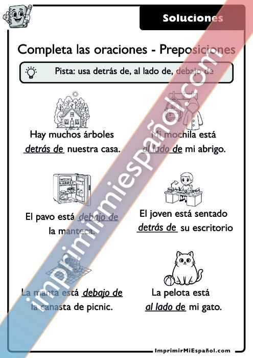 Completa las oraciones - Preposiciones