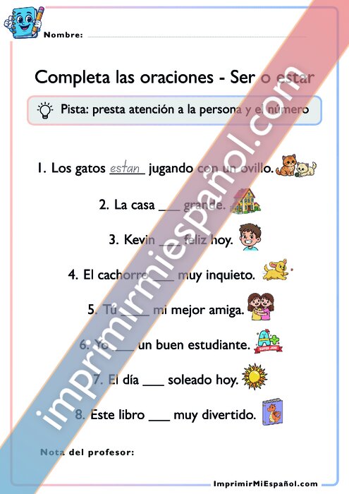 Completa las oraciones - Ser o estar