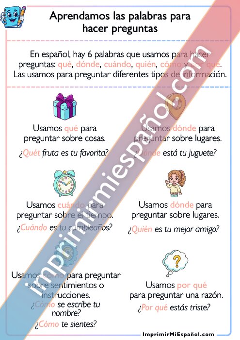 Aprendamos las palabras para hacer preguntas