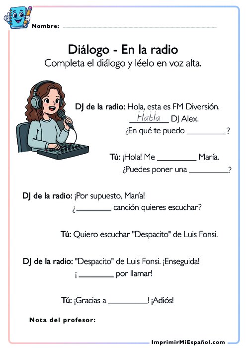 Diálogo - En la radio