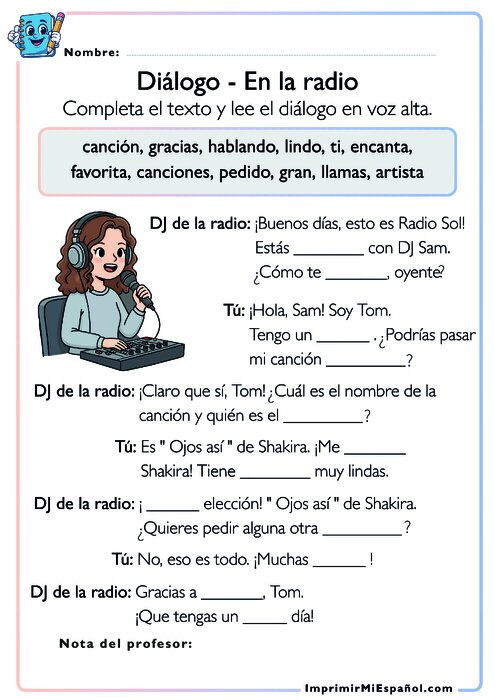 Diálogo - En la radio - 2