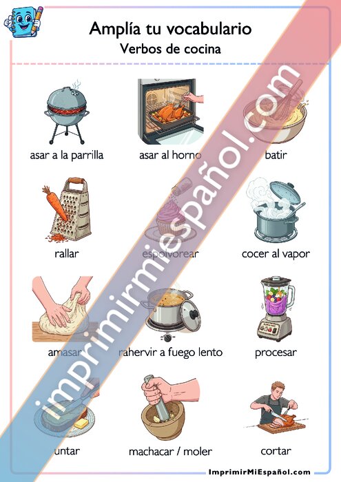 Amplía tu vocabulario -  Verbos de cocina
