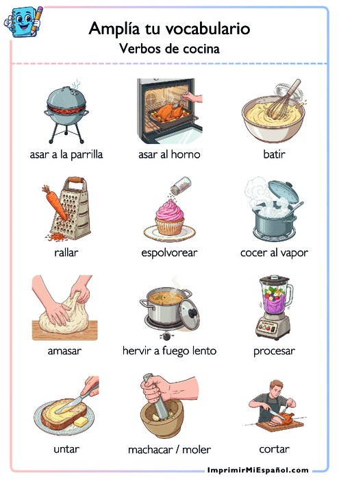 Amplía tu vocabulario -  Verbos de cocina