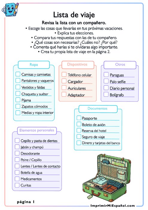 Lista de viaje