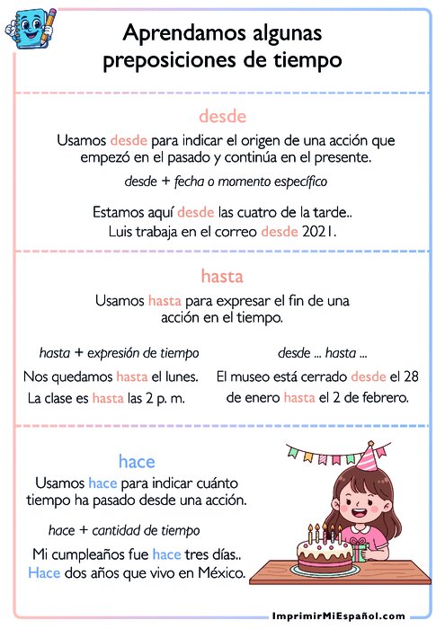 Aprendamos algunas preposiciones de tiempo