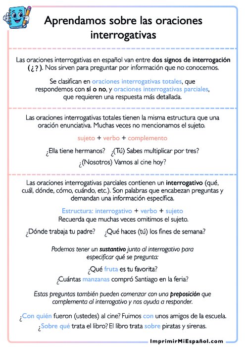 Aprendamos sobre las oraciones interrogativas