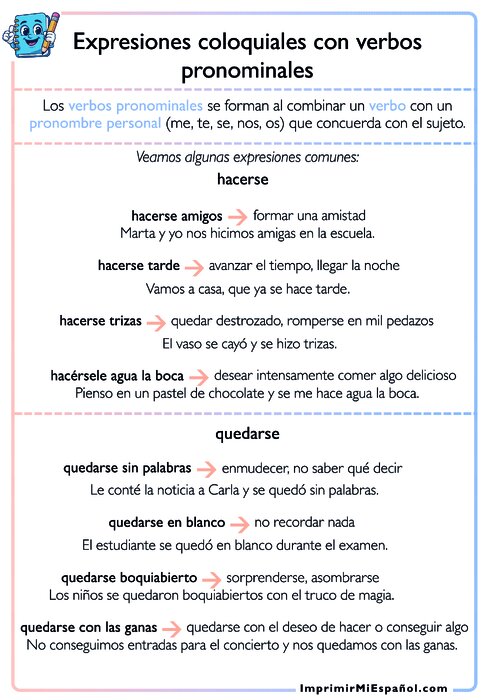Expresiones coloquiales con verbos pronominales
