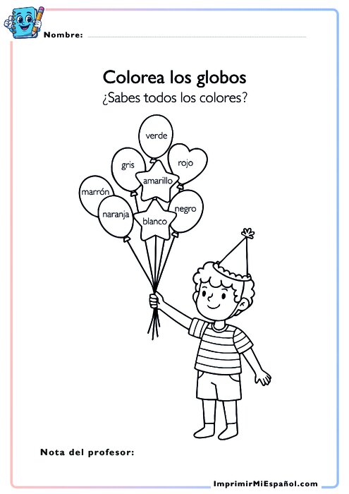 Colorea los globos