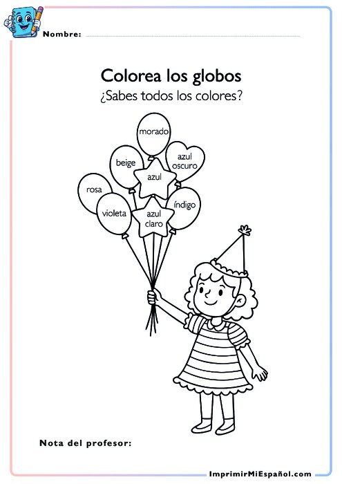 Colorea los globos 2
